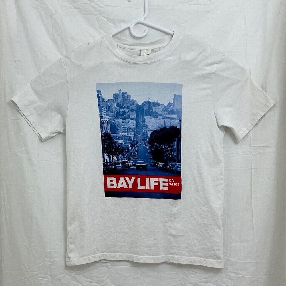 H&M Bay Life CA 94109 Graphic Tee Unisex L White L.O.G.G. - Picture 1 of 8